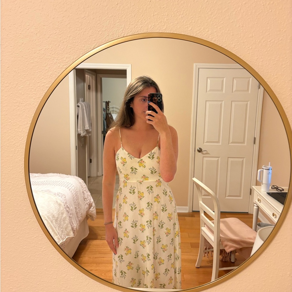 Zara Yellow Gold Spaghetti Strap Sundress Midi